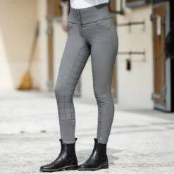 Horze Women's Desiree Full Seat Breeches - Castle Rock Dark Grey -Equestrian Riding Clothing 348796 800 800