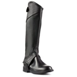 Horze Kids' Soft Leather Half Chaps - Black -Equestrian Riding Clothing 388264 800 800