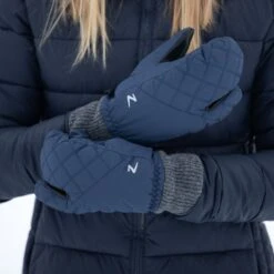 Horze Padded Three Finger Winter Mittens - Peacoat Dark Blue -Equestrian Riding Clothing 388338 800 800