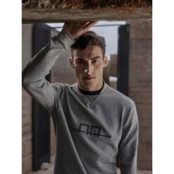 Alessandro Albanese Cotton Sweatshirt - Grey Melange -Equestrian Riding Clothing 395813 800 800