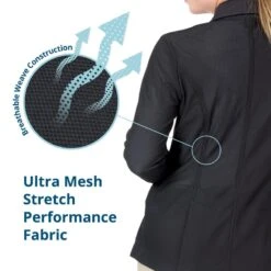 Ovation Women's Signature AirFlex 3-Button Show Coat - Black -Equestrian Riding Clothing 422651 800 800