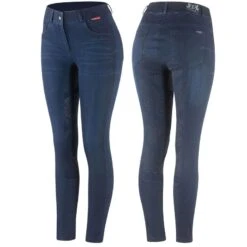 Horze Women's Elle Denim Breeches Silicon Full Seat - Dark Blue