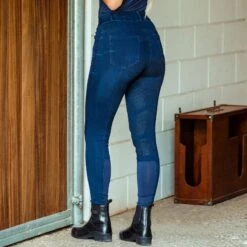 Horze Women's Elle Denim Breeches Silicon Full Seat - Dark Blue -Equestrian Riding Clothing 450369 800 800