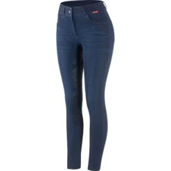 Horze Women's Elle Denim Breeches Silicon Full Seat - Dark Blue -Equestrian Riding Clothing 450371 800 800