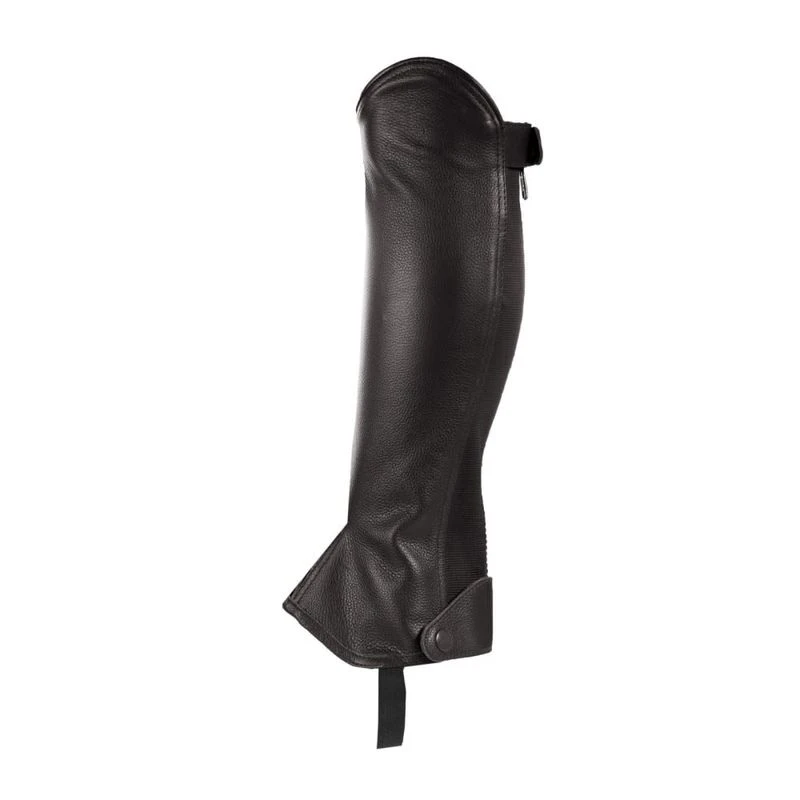 Horze Kids' Leather Elastic Half Chaps - Black 1 Horze Kids' Leather Elastic Half Chaps - Black