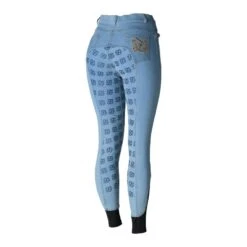 Horze Women's Jessie Denim Full Seat High Waist Breeches - Light Blue -Equestrian Riding Clothing 452911 800 800