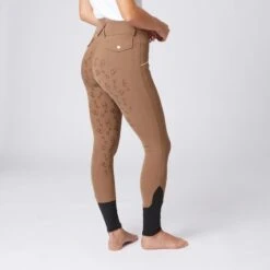 Horze Women's High Waist Bit Print Silicone Full Seat Breeches - Brown -Equestrian Riding Clothing 475965 800 800