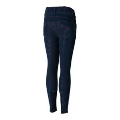 Horze Kids' Kacy Denim Winter Full Seat Breeches - Dark Blue -Equestrian Riding Clothing 476001 800 800