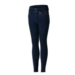Horze Kids' Kacy Denim Winter Full Seat Breeches - Dark Blue -Equestrian Riding Clothing 476002 800 800