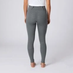 Horze Women's Enora Winter Full Seat Tights W/Shiny Zippers - Grey -Equestrian Riding Clothing 476668 800 800