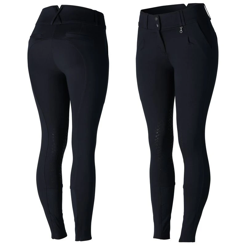 Horze Women's Angela High Waist Silicone Knee Patch Breeches - Dark Navy 1 Horze Women's Angela High Waist Silicone Knee Patch Breeches - Dark Navy