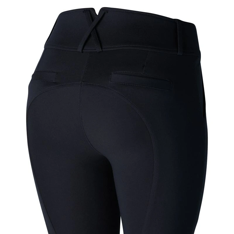 Horze Women's Angela High Waist Silicone Knee Patch Breeches - Dark Navy 2 Horze Women's Angela High Waist Silicone Knee Patch Breeches - Dark Navy - Image 2