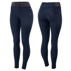 Horze Women's Tights W/Black Glitter - Dark Blue