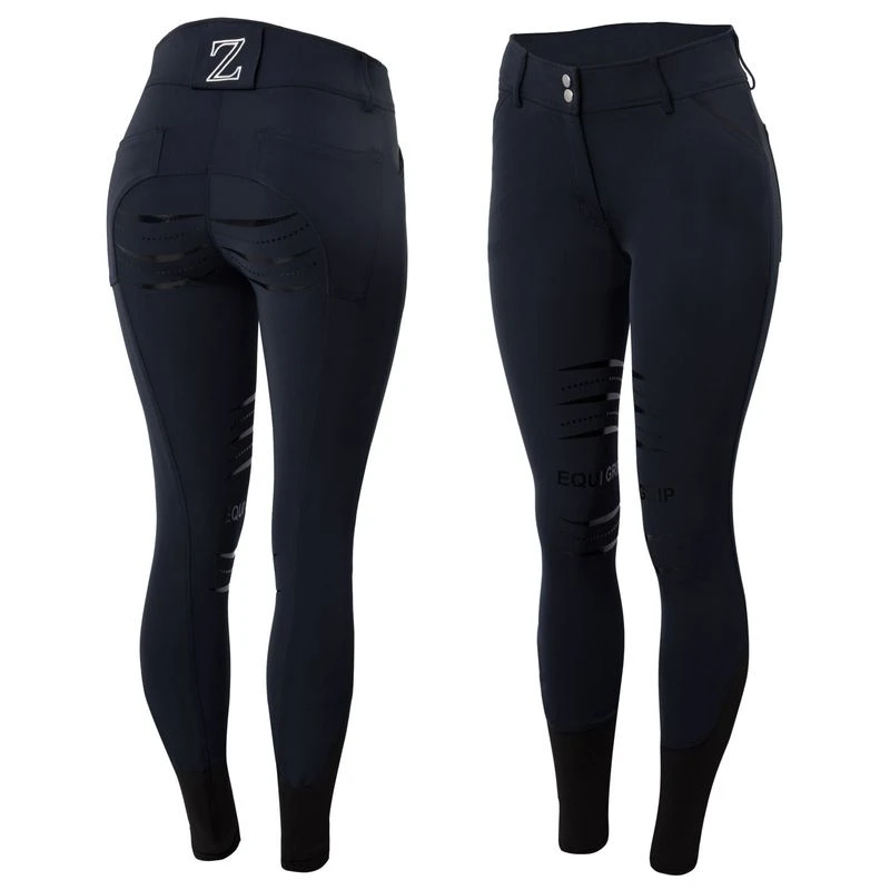 Horze Women's Full Seat Silicone Breeches W/Back Pocket Embroidery - Dark Navy 1 Horze Women's Full Seat Silicone Breeches W/Back Pocket Embroidery - Dark Navy