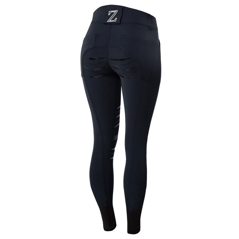 Horze Women's Full Seat Silicone Breeches W/Back Pocket Embroidery - Dark Navy 2 Horze Women's Full Seat Silicone Breeches W/Back Pocket Embroidery - Dark Navy - Image 2