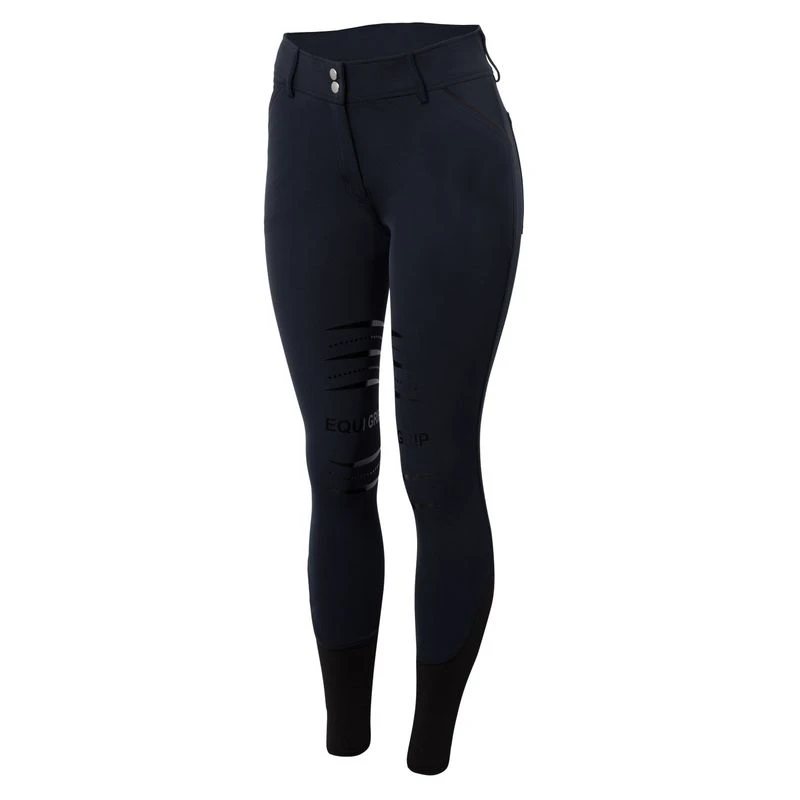 Horze Women's Full Seat Silicone Breeches W/Back Pocket Embroidery - Dark Navy 3 Horze Women's Full Seat Silicone Breeches W/Back Pocket Embroidery - Dark Navy - Image 3