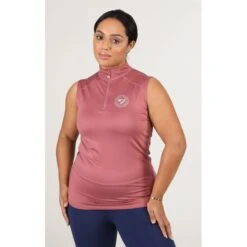 Shires Aubrion Women's Westbourne Sleeveless 1/4 Zip Shirt - Dusky Pink -Equestrian Riding Clothing 512353 800 800