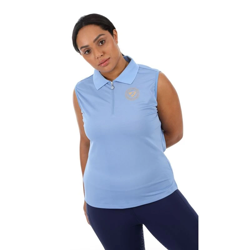 Shires Aubrion Women's Harrow Sleeveless Polo Shirt - Sky Blue 5 Shires Aubrion Women's Harrow Sleeveless Polo Shirt - Sky Blue - Image 5