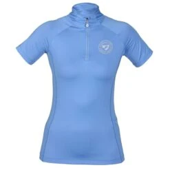 Shires Aubrion Women's Highgate Short Sleeve 1/4 Zip Shirt - Sky Blue