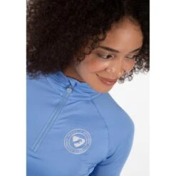 Shires Aubrion Women's Highgate Short Sleeve 1/4 Zip Shirt - Sky Blue -Equestrian Riding Clothing 514324 800 800