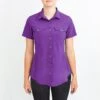 Irideon Women's Aspen Short Sleeve Trail Shirt - Purple Hibiscus