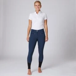 Horze Women's Melody High Waist Micro Silicone Full Seat Breeches - Dark Dark Blue -Equestrian Riding Clothing 529924 800 800