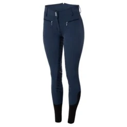 Horze Women's Melody High Waist Micro Silicone Full Seat Breeches - Dark Dark Blue -Equestrian Riding Clothing 529926 800 800