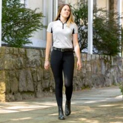 Horze Women's Anna Summer Full Seat Breeches W/Phone Pocket - Black -Equestrian Riding Clothing 530375 800 800