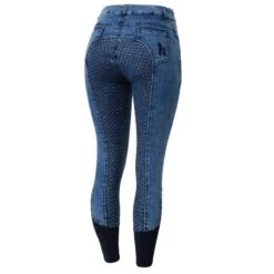 Horze Women's Delia Full Seat Denim Breeches - Lead Blue