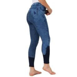Horze Women's Delia Full Seat Denim Breeches - Lead Blue -Equestrian Riding Clothing 530650 800 800