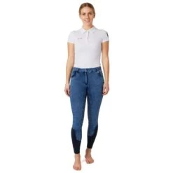 Horze Women's Delia Full Seat Denim Breeches - Lead Blue -Equestrian Riding Clothing 530651 800 800