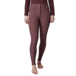 Horze Women's Andrea Slimming Full Seat Breeches - Red Mahogany Burgundy -Equestrian Riding Clothing 530819 800 800