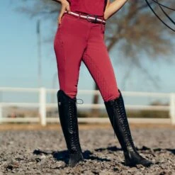 Horze Women's Mila Full Seat Breeches - Anemone Dark Pink -Equestrian Riding Clothing 531529 800 800