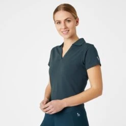 Horze Women's Kia V Neck Polo - Reflecting Pond -Equestrian Riding Clothing 531615 800 800