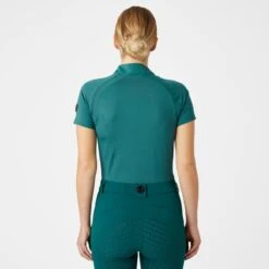 Horze Women's Mia Short Sleeved Training Shirt - Storm Green -Equestrian Riding Clothing 532024 800 800
