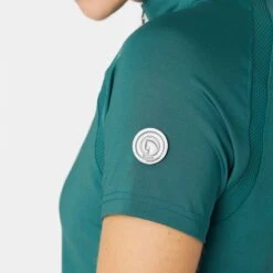 Horze Women's Mia Short Sleeved Training Shirt - Storm Green -Equestrian Riding Clothing 532028 800 800