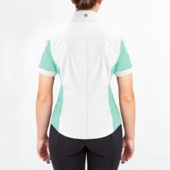 Irideon Kids' Athena Short Sleeve Show Shirt - Bright White/Island Green -Equestrian Riding Clothing 540414 800 800