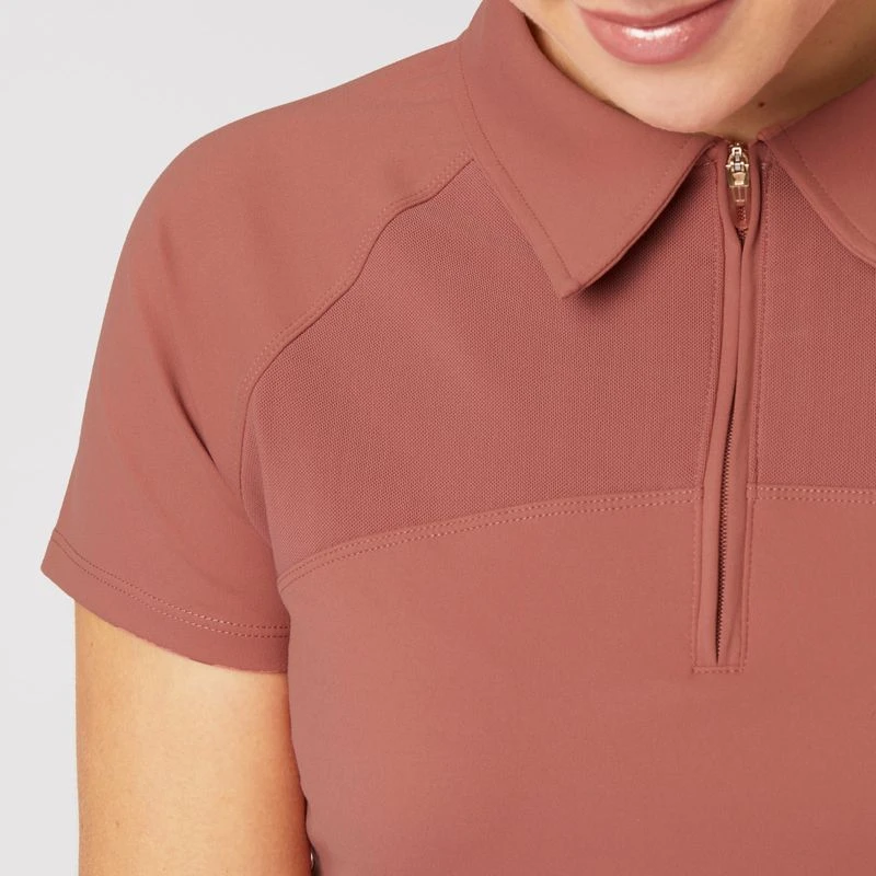 Horze Women's Ciandra V-Neck Technical Training Shirt - Light Mahogany 2 Horze Women's Ciandra V-Neck Technical Training Shirt - Light Mahogany - Image 2
