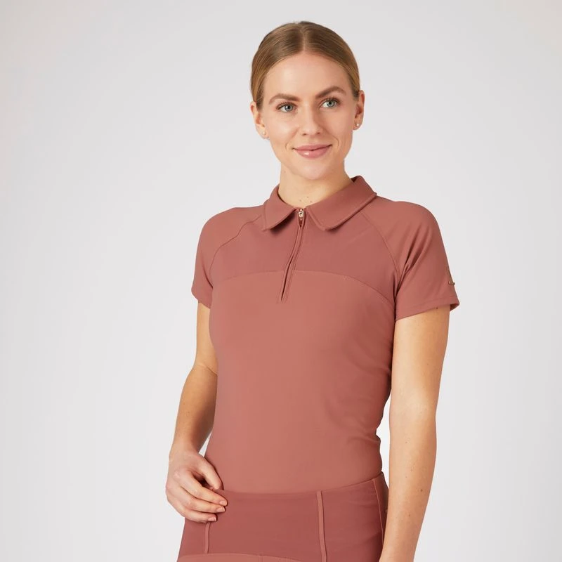 Horze Women's Ciandra V-Neck Technical Training Shirt - Light Mahogany 5 Horze Women's Ciandra V-Neck Technical Training Shirt - Light Mahogany - Image 5
