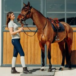 Horze Women's Kaitlin Knee Patch Breeches - Peacoat Dark Blue -Equestrian Riding Clothing 543008 800 800