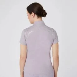 Horze Women's Kaitlin Short Sleeved Performance Shirt W/ Flower Print - Orchid Hush -Equestrian Riding Clothing 543347 800 800