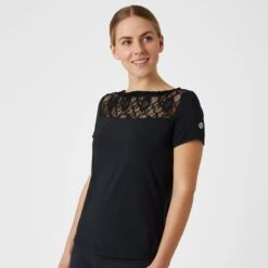 B Vertigo Women's Natalia Boat Neck Shirt W/Lace Detail - Dark Navy -Equestrian Riding Clothing 543912 800 800