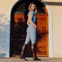 B Vertigo Women's Natalia Full Seat Breeches W/Lace Detail - Infinity Blue -Equestrian Riding Clothing 544007 800 800