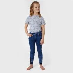 Horze Kids' Allison Full Seat Denim Breeches - Lead Blue 6 Horze Kids' Allison Full Seat Denim Breeches - Lead Blue -Equestrian Riding Clothing 545056 800 800