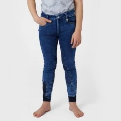 Horze Kids' Allison Full Seat Denim Breeches - Lead Blue 7 Horze Kids' Allison Full Seat Denim Breeches - Lead Blue -Equestrian Riding Clothing 545057 800 800