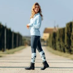 Horze Women's Nicki Breathable Technical Knee Patch Tights - Obscure Night Dark Blue -Equestrian Riding Clothing 548254 800 800