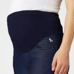 Horze Women's Katia Maternity Denim Look Full Seat Tights - Dark Blue -Equestrian Riding Clothing 548370 800 800