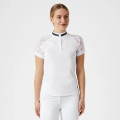 B Vertigo Women's Lauren Lace Short Sleeve Show Shirt - White -Equestrian Riding Clothing 549584 800 800