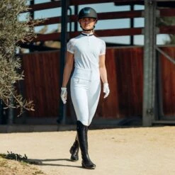 B Vertigo Women's Lauren Lace Short Sleeve Show Shirt - White -Equestrian Riding Clothing 549586 800 800