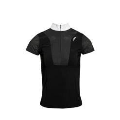 Alessandro Albanese Women's Oliva Short Sleeve Zip Competition Shirt - Black
